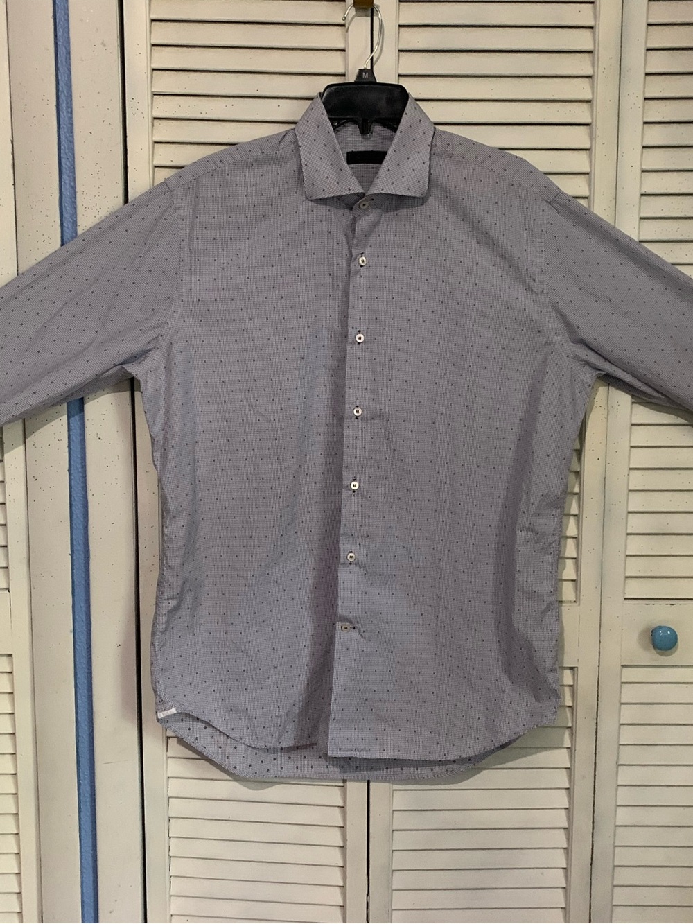 Saks Fifth Avenue Light Blue Micro-Pattern Dress Shirt Button Up